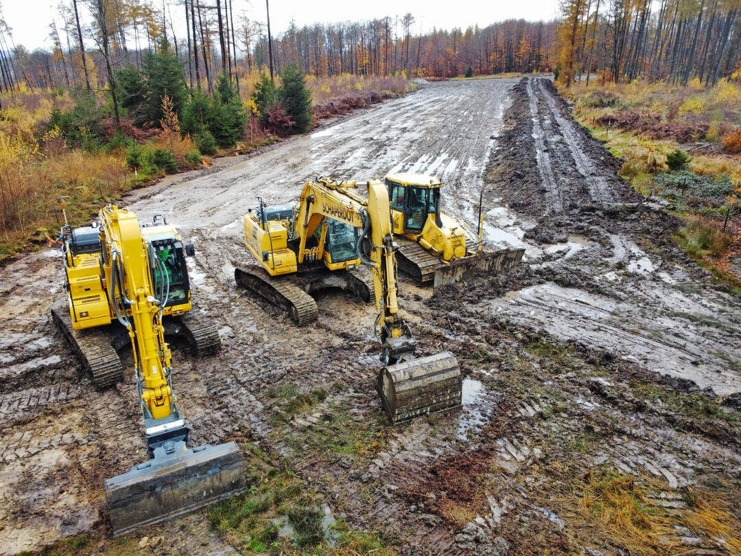 Baustelle einer Windenergieanlage im Reinhardswald