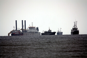 Baggerarbeiten fr die umstrittene Gaspipeline in der Ostsee
