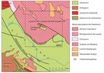 Stark vereinfachte geologische Übersicht des Kartenausschnitts Blatt 4949 Dresden Ost.