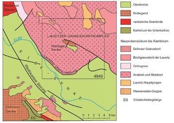 Stark vereinfachte geologische bersicht des Kartenausschnitts Blatt 4949 Dresden Ost.