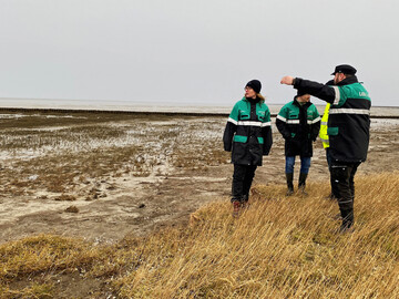 Rundgang der Projektbeteiligten von ECOHAL auf der Hallig Langene
