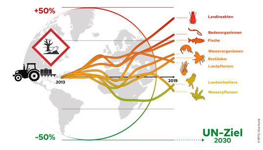 Ansteigende Trends der applizierten Pestizidgiftigkeit stehen der Erreichung der globalen UN-Ziele zur Sicherung der Biodiversit�t entgegen.