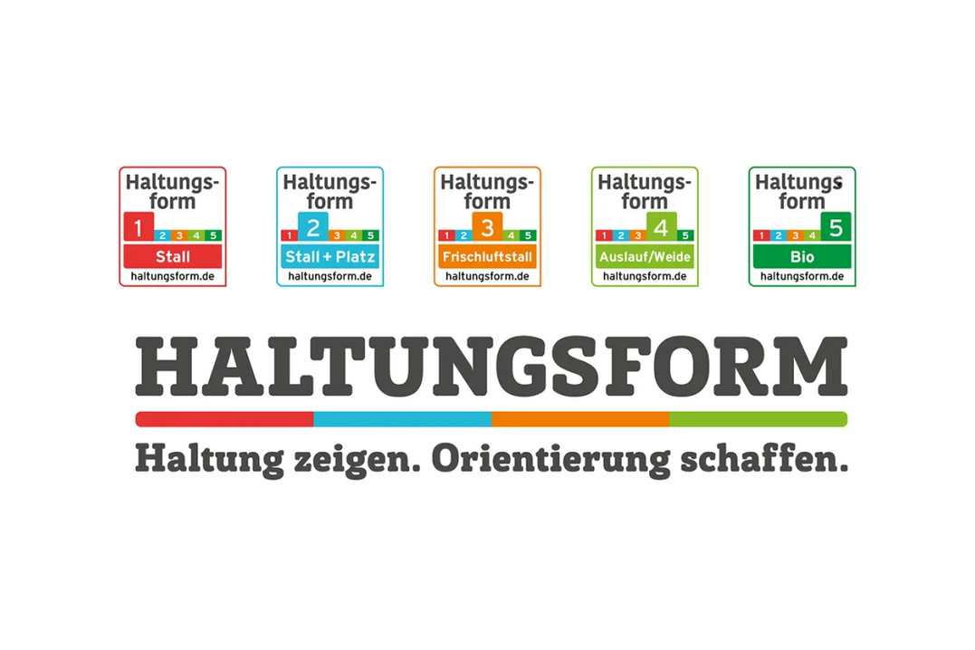 Die Haltungsform-Kennzeichnung hat seit dem 1. Juli 2024 fünf statt vier Stufen.