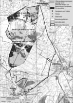 Abb. 2: Der zentrale Bereich der Oranienbaumer Heide weist einen hohen Anteil an FFH-Offenlandlebensraumtypen auf. Ende 2011 werden ca. 475 ha im südlichen und nördlichen Bereich beweidet. Der Zusammenschluss der zwei Weideflächen soll 2012 abgeschlossen sein.