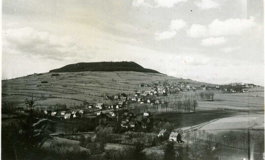 Blick zum Phlberg um 1950  niedrige Strauchhecken und Wegraine prgen das Landschaftsbild.