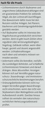 Skybeamer und Gebäudeanstrahlungen bringen Zugvögel vom Kurs ab