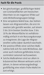 Alternierend spät gemähte Altgrasstreifen fördern die Wirbellosenfauna in Auenwiesen