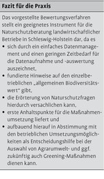 Ermittlung des „Biodiversitätswerts“ landwirtschaftlicher Betriebe in Schleswig-Holstein