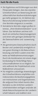 Praxiserprobung eines neuen Bewertungsverfahrens für Biodiversitätsleistungen landwirtschaftlicher Betriebe