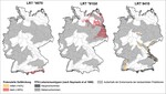 Abb. 4: Kartierung klimawandelbedingter Veränderungsdispositionen ausgewählter FFH-Lebensraumtypen bis zum Jahr 2070.Mapping of climate change-induced changes to Habitats Directive Annex I habitat types until 2070.