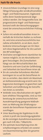 Abschaltzeiten für Windkraftanlagen zur Reduzierung von Vogelkollisionen