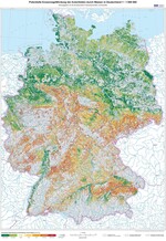 Abb. 7 (folgende Seite): Potenzielle Erosionsgefährdung der Ackerböden durch Wasser in Deutschland (© 2014 Bundesanstalt für Geowissenschaften und Rohstoffe, Hannover). Download in hoher Auflösung unter http://produkt center.bgr.de/terraCatalog/DetailResult.do?file Identifier=876F61A9-36C0-4CDD-9FC1-C243685BC1E8Potential risk of water erosion on arable fields in Germany (© 2014 Bundesanstalt für Geowissenschaften und Rohstoffe, Hannover). Download with high resolution: see above.