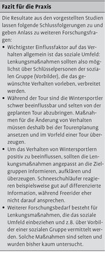 Wirkung von Lenkungsmaßnahmen auf das Verhalten von Freizeitaktiven