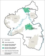 Abb.  1: Lage der Naturparke in Rheinland-Pfalz mit einem Fokus auf dem Naturpark Soonwald-Nahe, dortigen Windkraftanlagen und dem Naturpark Rhein-Westerwald.Quelle: Karte erstellt durch Tobias Sontheim 2016 auf Basis von Lanis Rheinland-Pfalz sowie Energieportal der SGD Nord Mai 2016.<br/ >Location of nature parks in the federal state of Rhineland-Palatine with a focus on the Nature Park “Soonwald-Nahe” with the local wind power plants, and the Nature Park “Rhein-Westerwald”Source: Map by Tobias Sontheim 2016 on the base of “Lanis Rheinland-Pfalz” and “Energieportal SGD Nord” in May 2016.