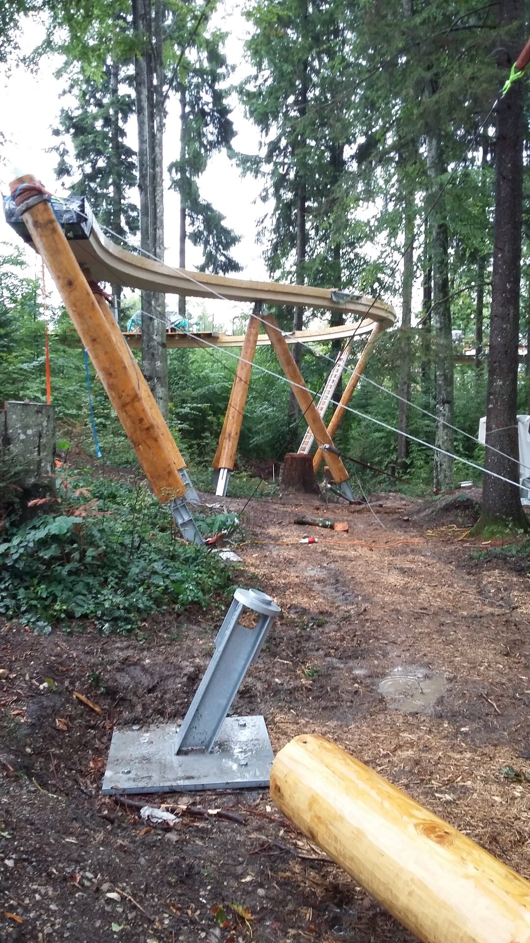 Auf sthlernen Fen steht der Baumwipfelpfad Neckertal. Dank der Schraubfundamente von Krinner gelang eine minimalinvasive Fundamentierung.