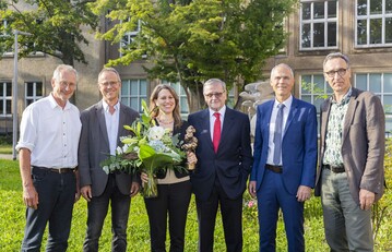 v.l. Prof. Christian Ammer, Prof. Karsten Kalbitz, Junior Prof. Kathrin Blumenstein, Robert Mayr, Dekan Prof. Peter Krebs, Prof. Jrgen Bauhus