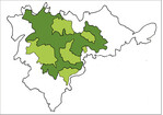 <strong>Abb. 5: </strong>UNESCO-Weltnaturerbe (dunkelgrün) als Gebiete ohne Wildtiermanagement im Nationalpark Kellerwald-Edersee; hellgrün = mögliche Arrondierung (NABU-Vorschlag 2011). Area without hunting in the National Park Kellerwald-Edersee (dark green) = UNESCO-World Heritage Area. Rounding proposal of NABU 2011 (lime).