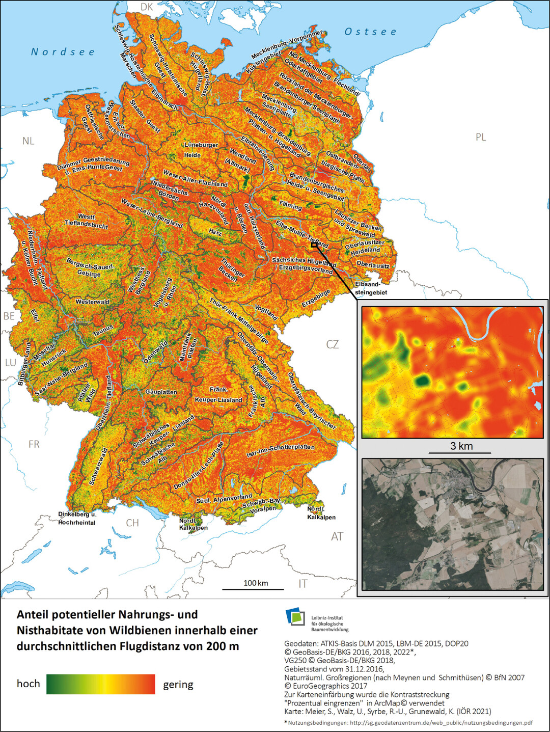  Abb. 2: Habitatpotenzial fr Wildbienen auf Grundlage der Ausstattung der Landschaften fr Deutschland, Referenzjahr 2015 (siehe auch Meier et al. 2021). 