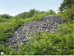 Abb. 9: Von Schlehen gesäumter Steinhaufen als Larvalhabitat von Segelfalter (Iphiclides podalirius ) und Kleinem Schlehen-Zipfelfalter (Satyrium acaciae ), 25.05.2018.