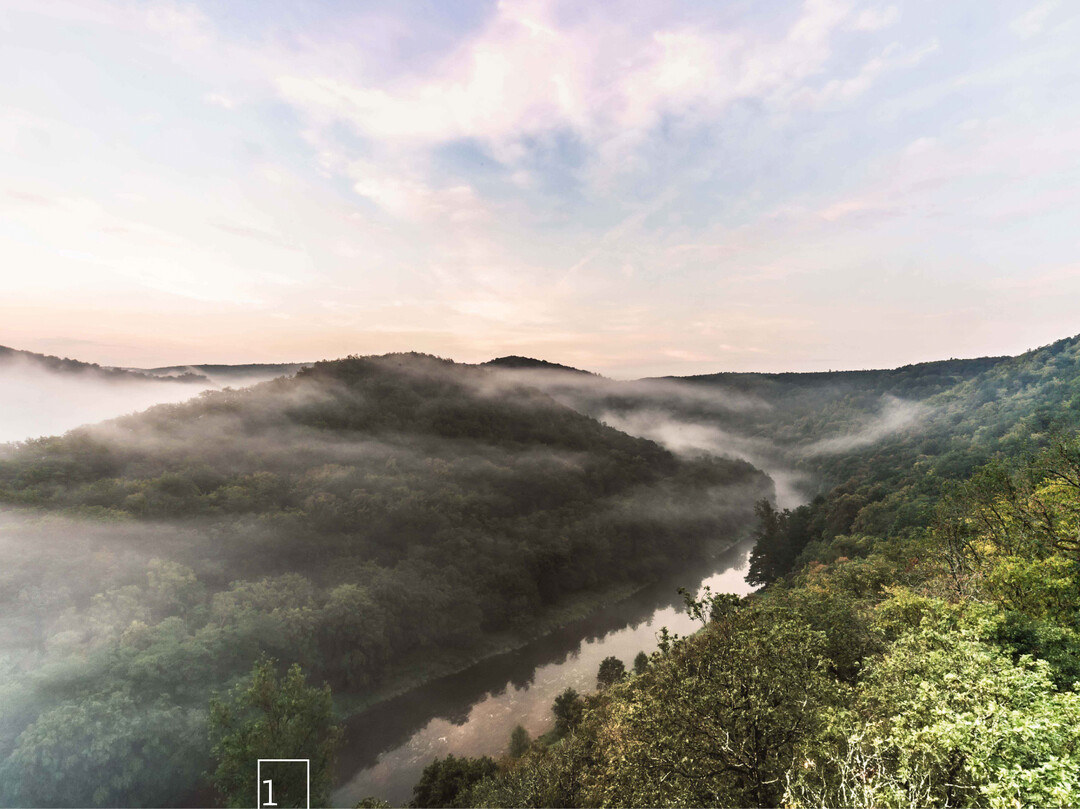 1 Der Fluss Thaya markiert die Grenze zwischen den Nationalparks.