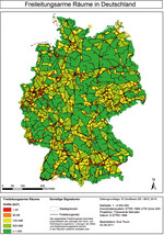 <strong>Abb. 2: </strong>Freileitungsarme Räume in Deutschland. Areas with few overhead lines in Germany.