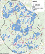 Abb. 2: Sichtverschattungskarte mit den Landschaftsbereichen mit Sichtbeziehungen zu bestehenden Windenergieanlagen.
