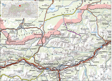 Abb. 1: Lage des Untersuchungsgebietes Ribach im Karwendelgebirge der nrdlichen Kalkalpen im sterreichischen Bundesland Tirol.