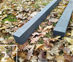 2) Detailansicht der beiden etwa 6 m langen Carbonstäbe mit Halterungen für die Fixierung (3).