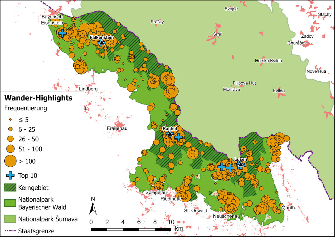 Abb.�5: Wanderhighlights auf Komoot im Nationalpark Bayerischer Wald (Aktivit�ten Wandern, Laufen und Bergtour)
