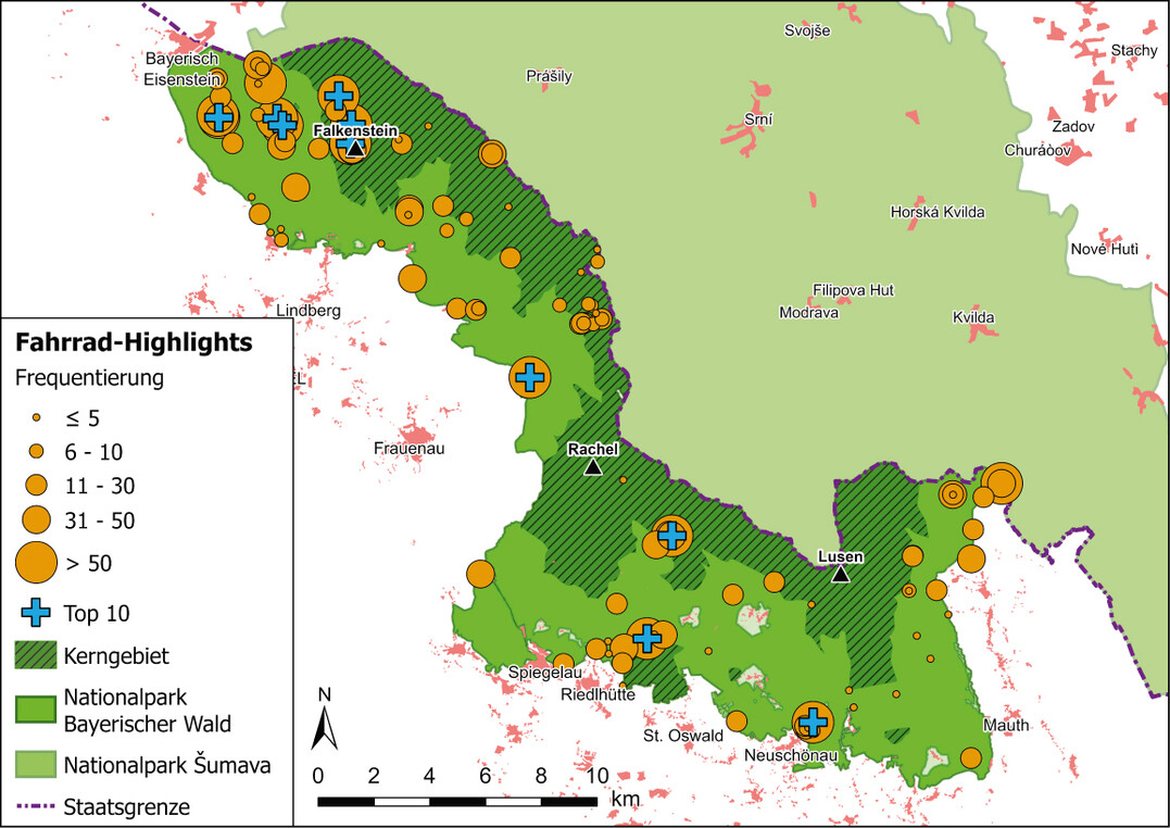 Abb.�6: Radfahrhighlights auf Komoot im Nationalpark Bayerischer Wald (Aktivit�ten Mountainbike, Fahrrad und Rennrad)
