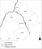 Abb. 1: Das untere Wiggertal mit den in die Untersuchung einbezogenen Gemeinden und den revitalisierten Abschnitten der Wigger