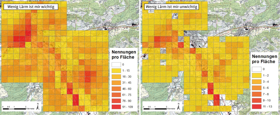  Abb. 6: Intensitt der Naherholungsnutzung unterschieden nach Personen, denen wenig Lrm im Naherholungsgebiet wichtig bzw. unwichtig erscheint. 