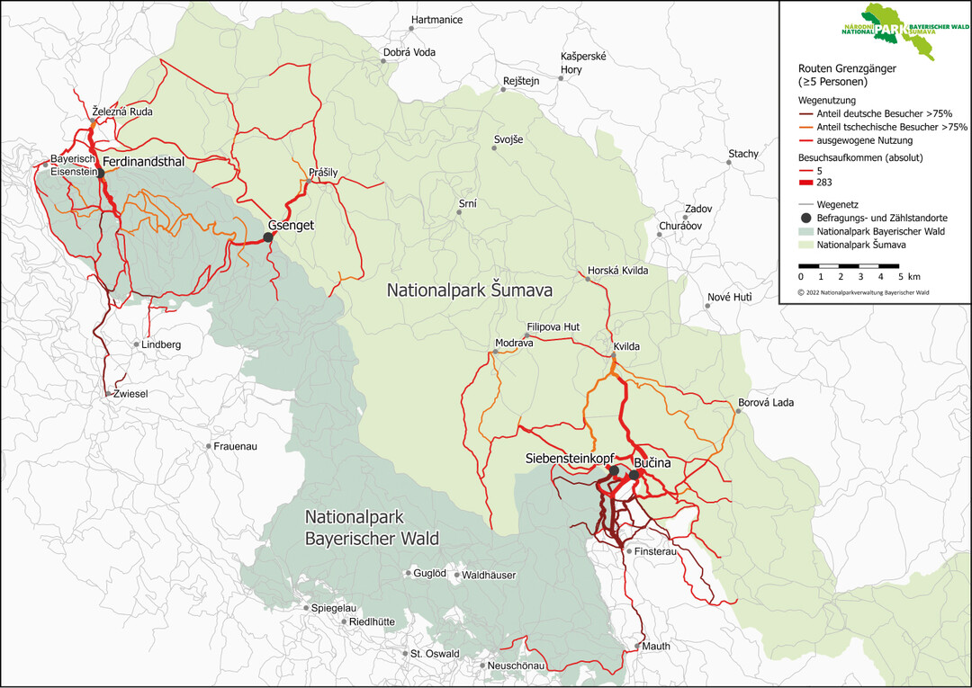Abb.�6: R�umliche Verteilung der grenz�berschreitenden Erholungssuchenden nach Herkunft 2018/2019