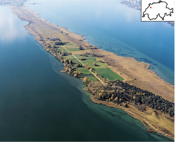 Abb.1: Luftaufnahme des 164 ha groen Naturschutzgebietes Heidenweg vom 2. November 1998 (Swissair 1998). Blick nach Westen.