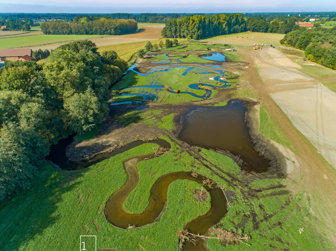 1 Das neue Bett der Lutter ist vielfältig und abwechslungsreich. Bei Hochwasser füllen sich auch die Senken im Gelände mit Wasser.