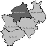 Abb. 1: Karte von NRW mit Regierungsbezirken.