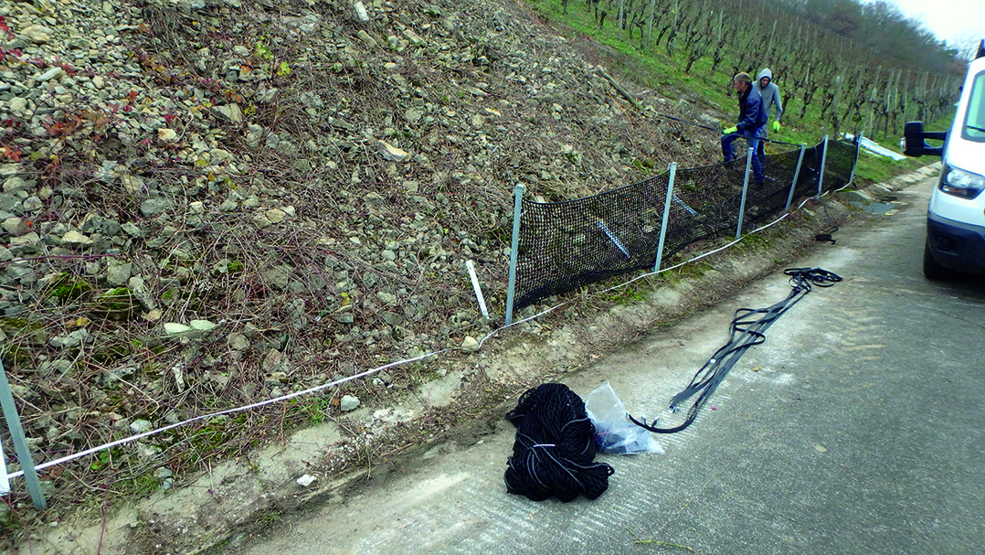 Aufstellen des Fangnetzes