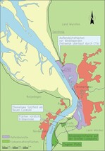 Abb. 1: Lageplan des Containerterminal Bremerhaven und der Kompensationsflächen auf der Großen Luneplate.