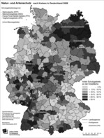 Abb. 2: Indikator zum Natur- und Artenschutz: ‚Anteil Gebiete „Natur- und Artenschutz“ an der Kreisgebietsfläche 2008‘ (eigene Bearbeitung; Online-Version siehe www.ioer-monitor.de).