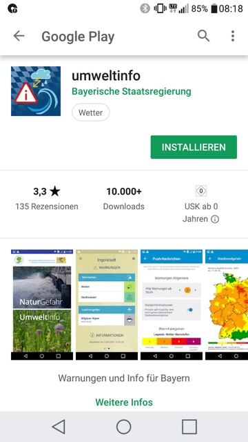 Die App "umweltinfo" warnt Nutzer frhzeitig per Push-Benachrichtigung vor Umweltgefahren.