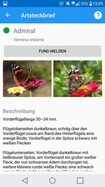 Mit Artensteckbriefen erleichtert die App das Identifizieren der Artenfunde.